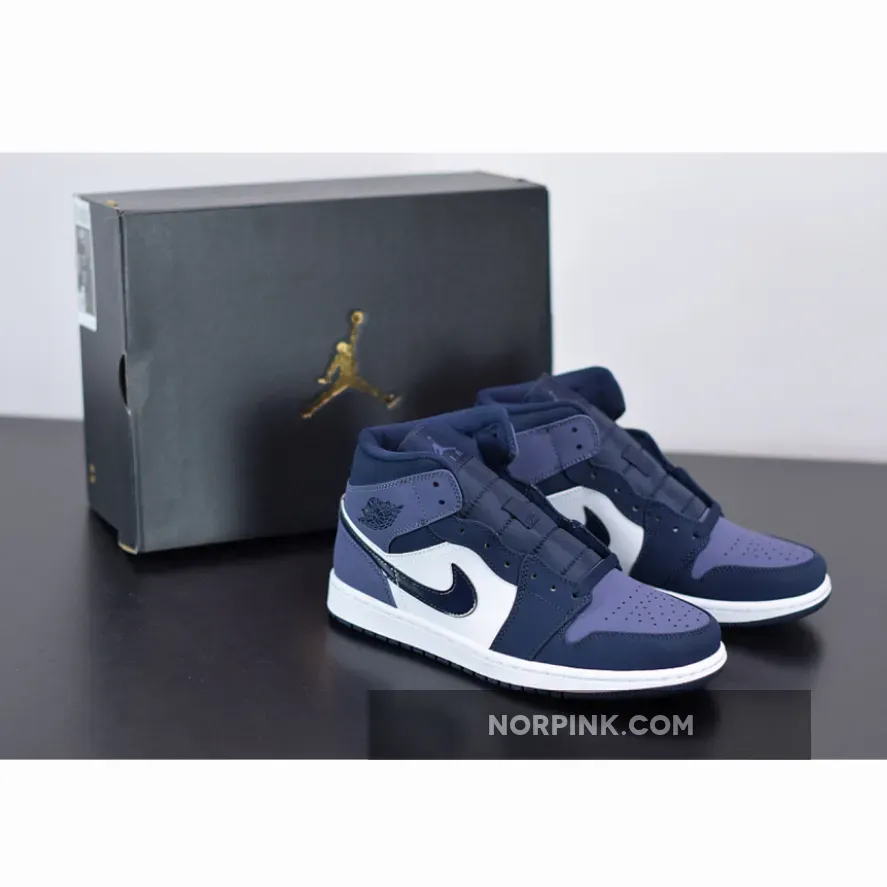 Air Jordan 1 Mid Obsidian/Sanded Purple-White