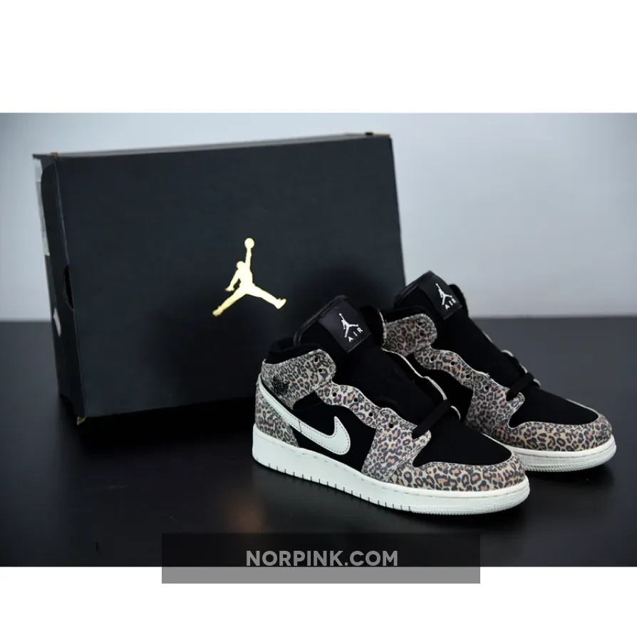 Air Jordan 1 Mid SE GS Leopard