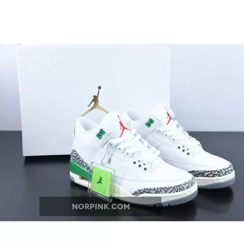 Air Jordan 3 White/Varsity Red-Lucky Green-Cement Grey