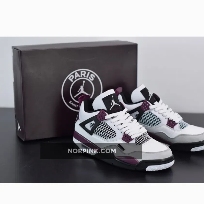 Air Jordan 4 "PSG" White/Neutral Grey/Black/Bordeaux