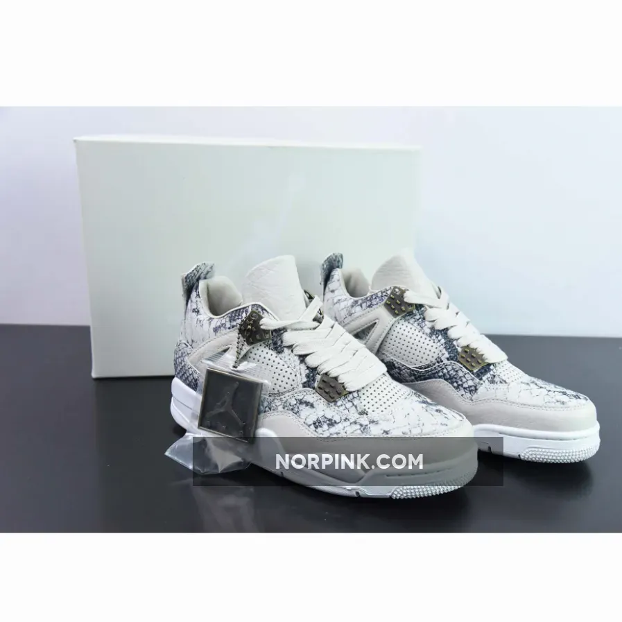 Air Jordan 4 Retro Snakeskin Light-Bone / White / Grey