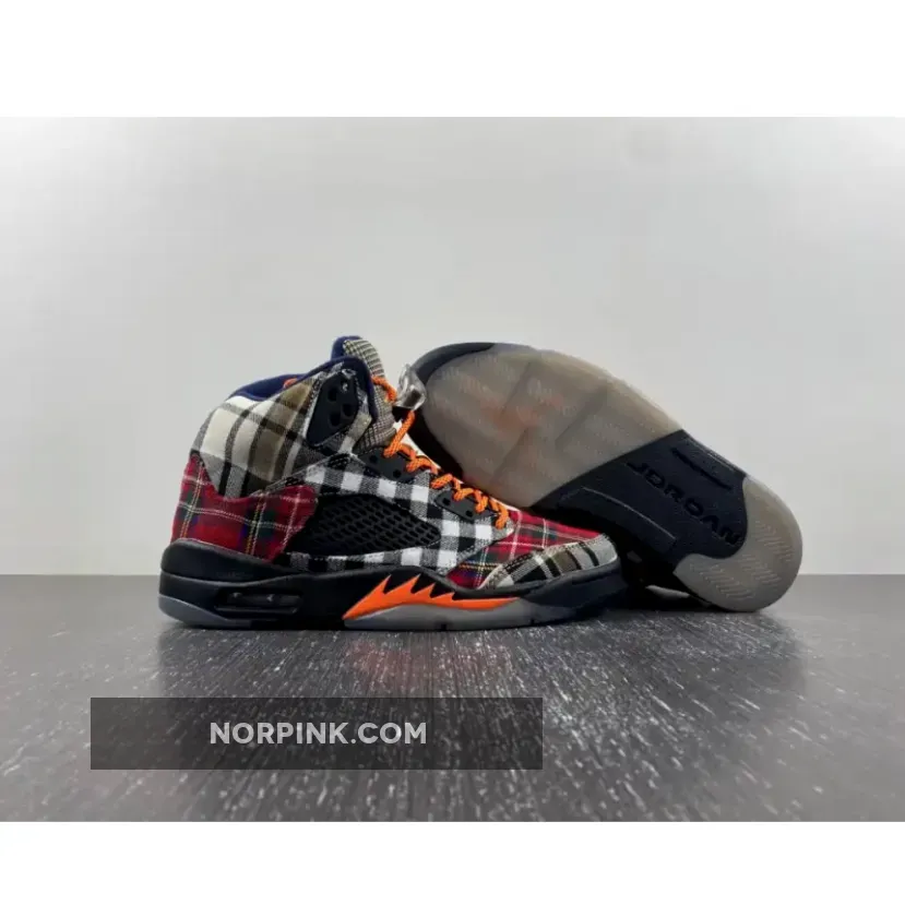 Air Jordan 5 Plaid Black/Total Orange New Sale