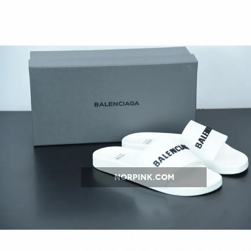 Balenciaga Logo Pool Sides Sandals Black Green