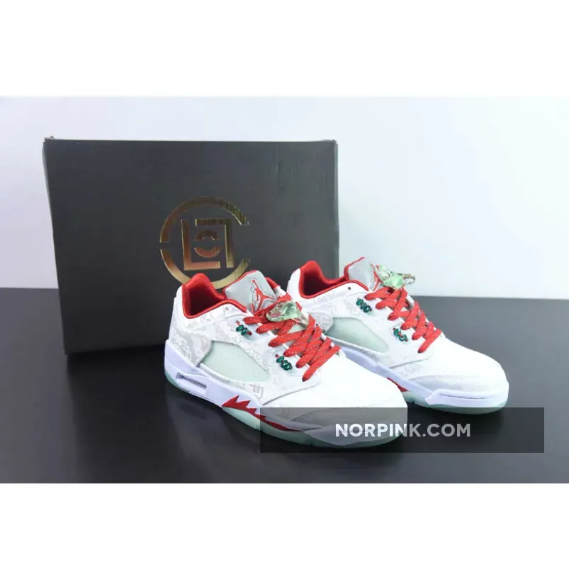 CLOT x Air Jordan 5 Low White Silk