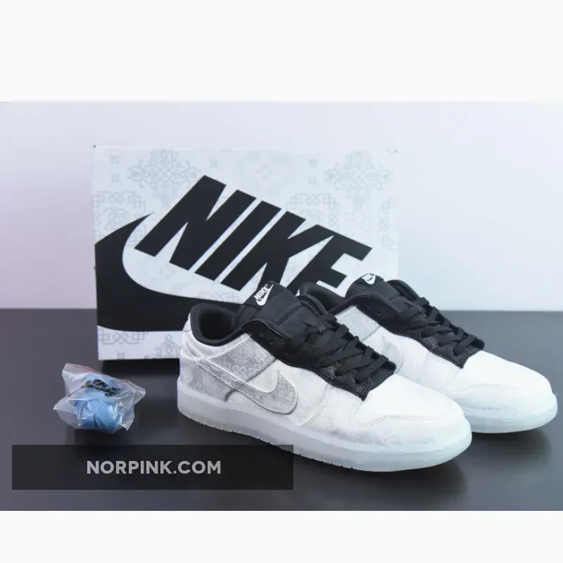 Clot x Fragment x Nike Dunk Low White Black