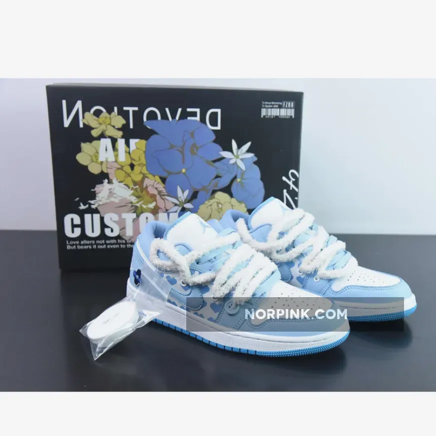 Custom Air Jordan 1 Low "White/Ice Blue