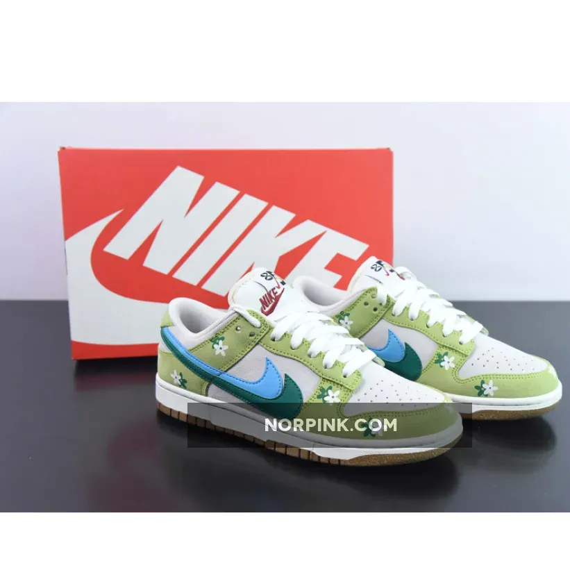 Custom Nike Dunk Low ’85 Double Swooshes’ Green Sail