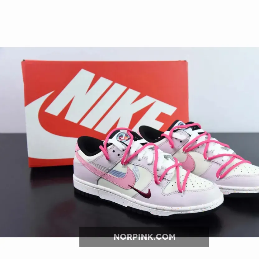 Custom Nike Dunk Low ‘Multiple Swooshes’ Pink Sail Black