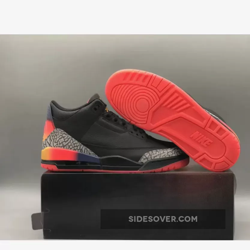J Balvin x Air Jordan 3 "Rio" Black/Solar Flare-Total Crimson