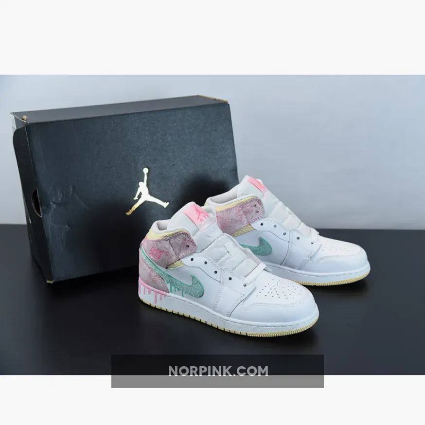 Jordan 1 Mid GS Paint Drip WMNS