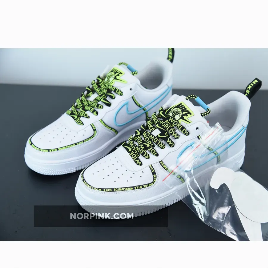Nike Air Force 1 Low ‘Worldwide’ White Blue Fury Volt Nike Air Force 1 Low ‘Worldwide’ White Blue Fury Volt