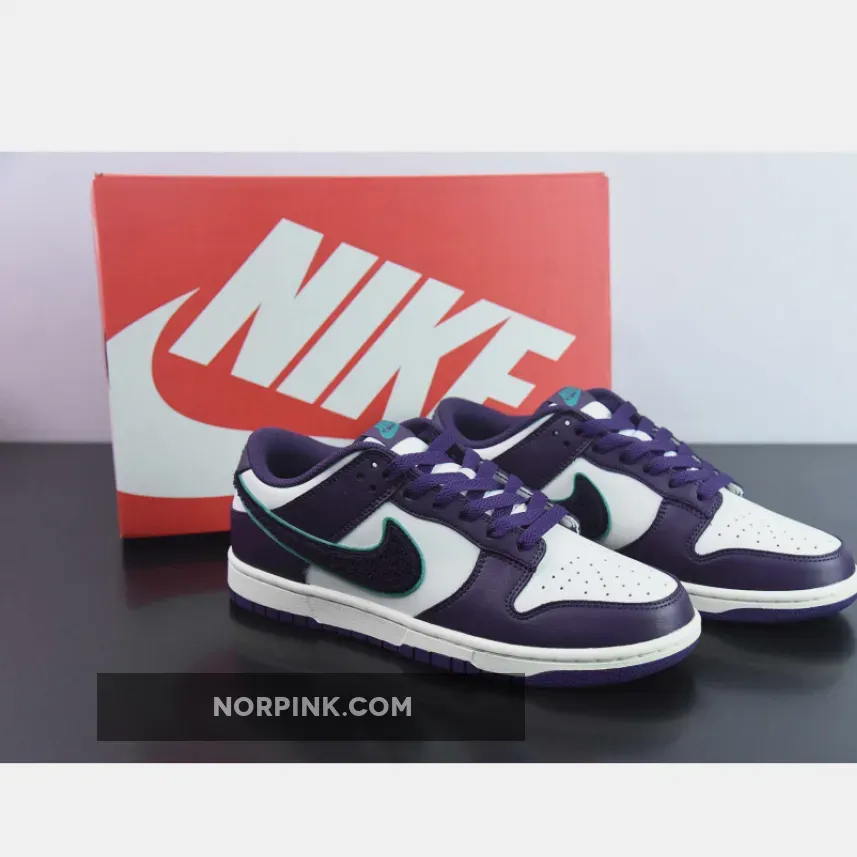 Nike Dunk Low "Chenille Swoosh" Sail/Grand Purple-Neptune Green