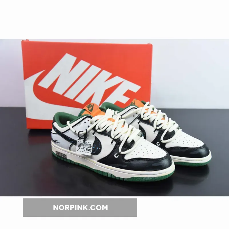 Nike Dunk Low Custom ‘Hold Me Tight’ White Black Green Orange