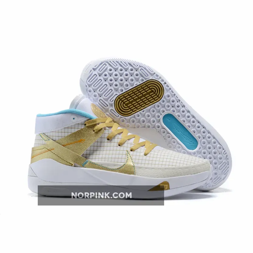 Nike KD 13 ‘EYBL’ White/Metallic Gold-Light Aqua