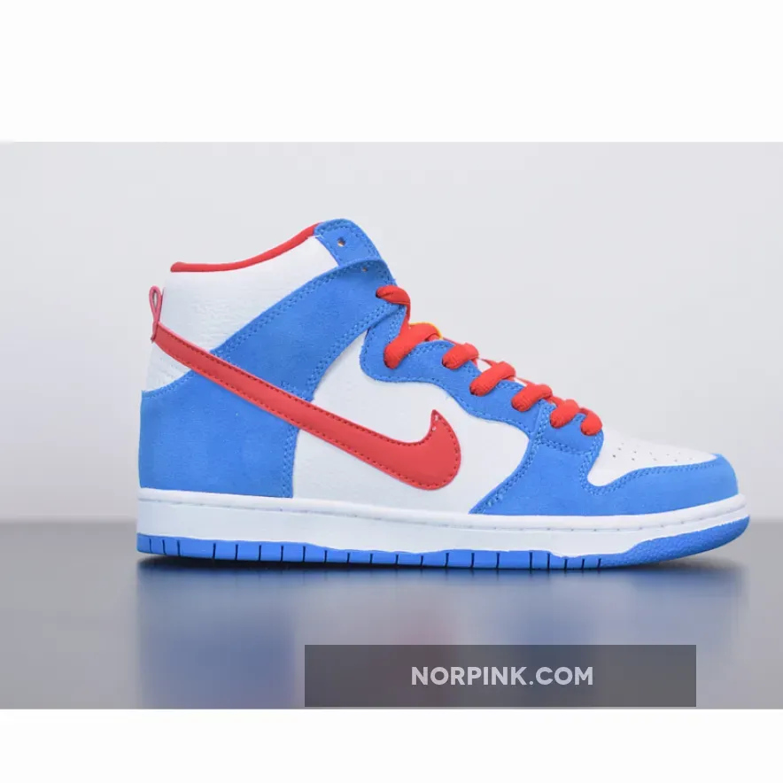 Nike SB Dunk High "Doraemon" Light Photo Blue/Speed Yellow-University Red