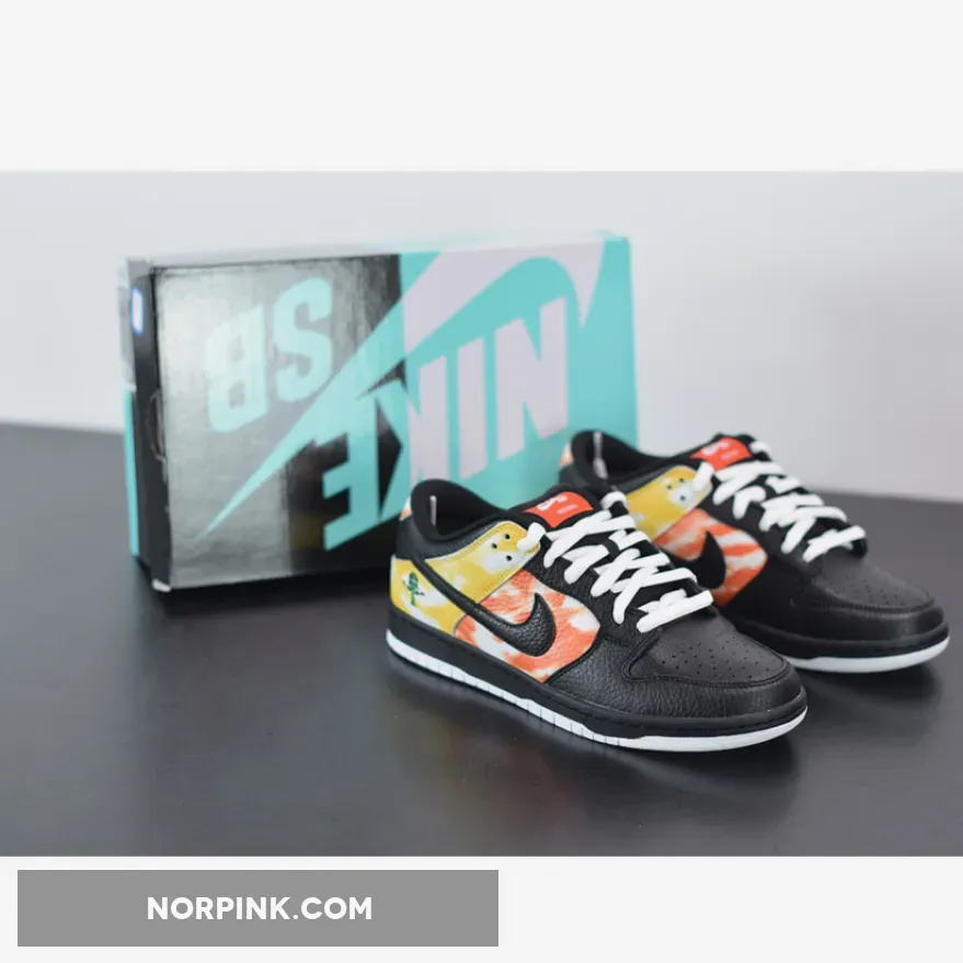 Nike SB Dunk Low "Raygun Tie-Dye" Black/Orange Flash
