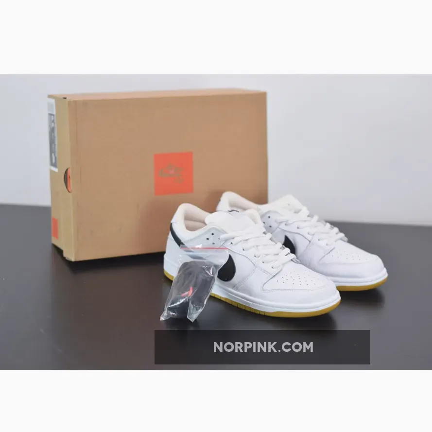 Nike SB Dunk Low White/Black-White Gum-Safety Orange