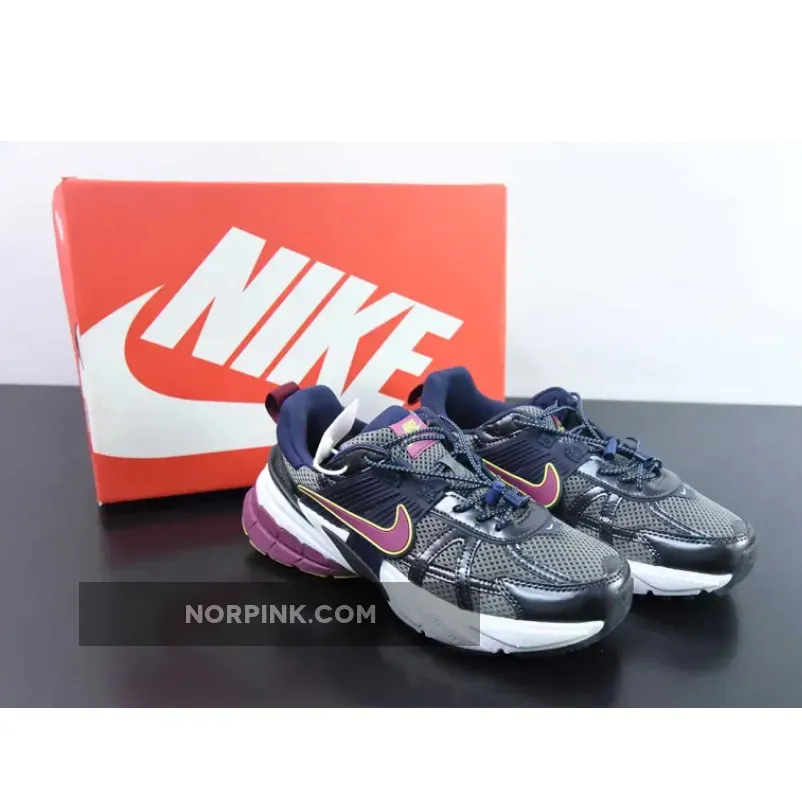 Nike V2K Run Obsidian Burgundy Volt