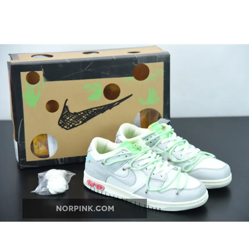 Off-White™ x Nike Dunk Low "07 of 50" Grey White Green