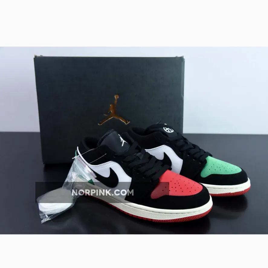 Quai 54 Air Jordan 1 Low White/Black-Red-Green