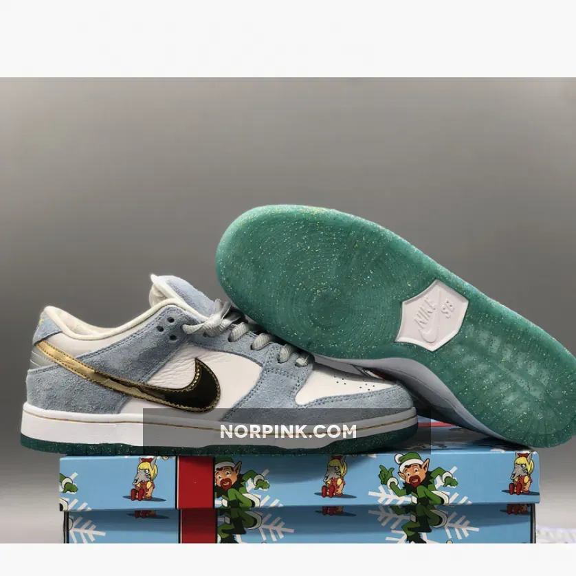 Sean Cliver x Nike SB Dunk Low White/Psychic Blue-Metallic Gold